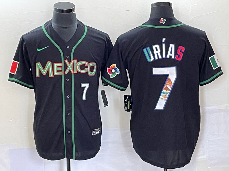 Men 2023 World Cub Mexico #7 Urias Black white Nike MLB Jersey7